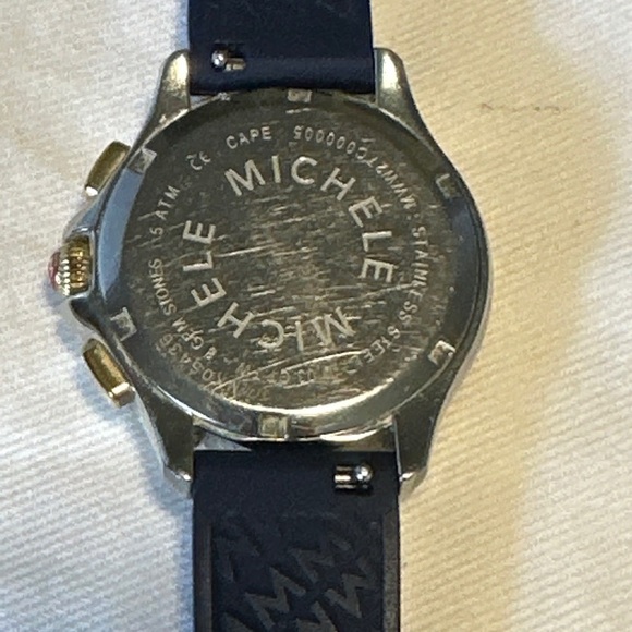 Michele Cape Chronograph Blue Dial Yellow Topaz Markers FULL SET w TAG - Picture 8 of 8